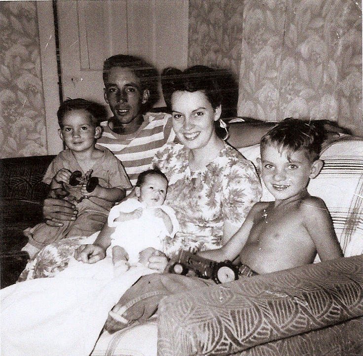 The Miller family on a sofa in 1949