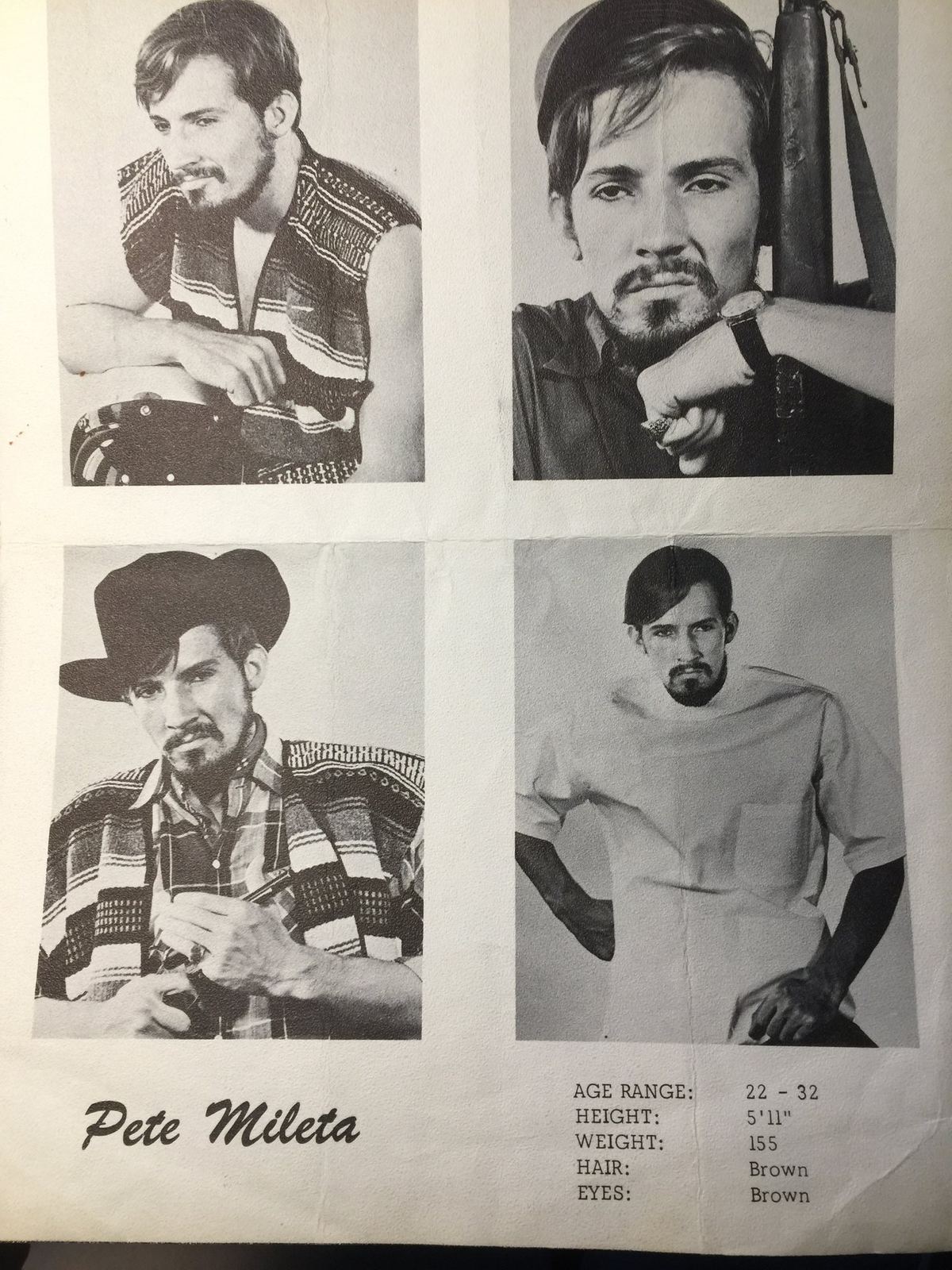 A composite card of four headshots from the early 1970s